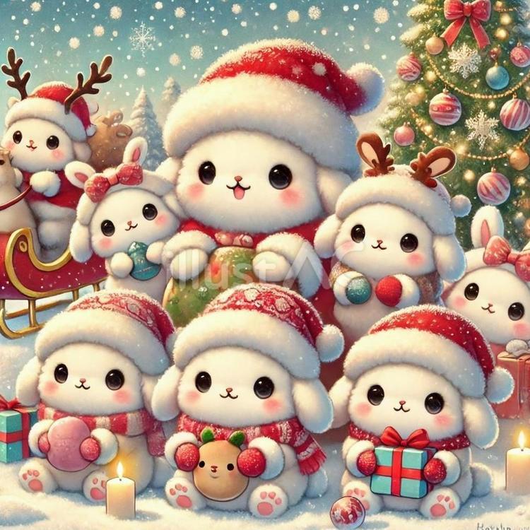 うさぎのクリスマス クリスマス,冬,雪のイラスト素材