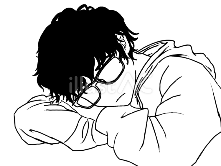 メガネ男子 男子,メガネ,居眠りのイラスト素材