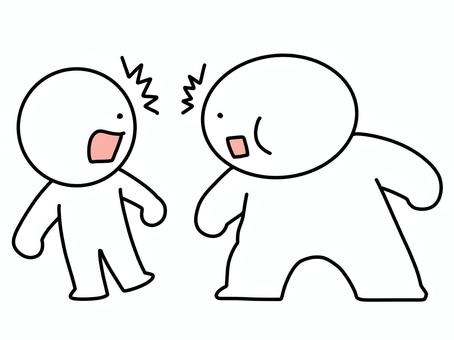 驚く体形の違う2人の棒人間 棒人間,2人,体形,太い,デブ,メタボ,驚く,ビックリ,まさか,出会いがしらのイラスト素材