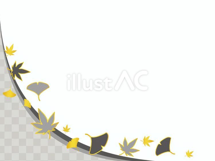モノクロの市松模様と紅葉のフレーム 市松模様,フレーム,モミジのイラスト素材