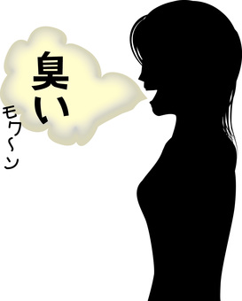 口臭女性　 口臭,臭い,話す,会話,発言,横向き,若い,女性,シルエットのイラスト素材