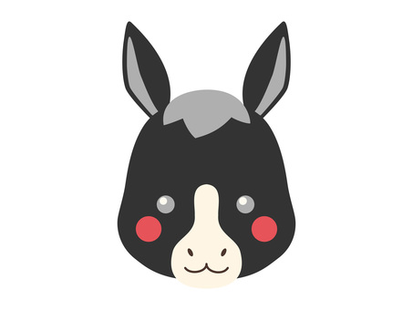 馬の顔4 顔,アイコン,かわいい,ベクター,生き物,動物,馬の顔,色違い,種類,セットのイラスト素材