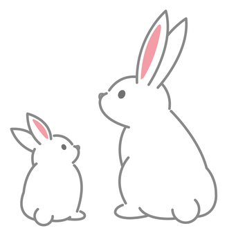 ウサギの後ろ姿（線あり）_25 うさぎ,十五夜,9月,秋,アイコン,イラスト,ウサギ,白うさぎ,兎,中秋の名月のイラスト素材