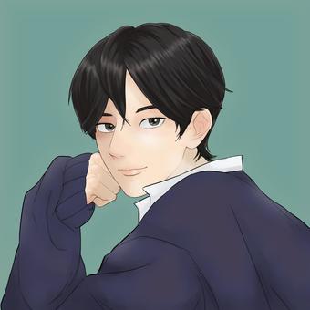 頬杖ボーイ 頬杖ボーイ 頬杖,ポーズ,少年,イケメン,漫画のイラスト素材