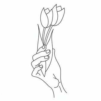 チューリップを持つ 手,指,チューリップ,持つ,片手,手元,花,動作,優しい動き,自然のイラスト素材