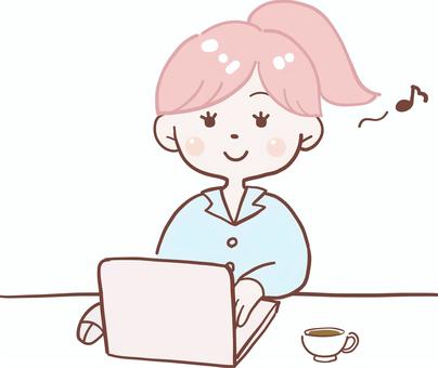 デスクワーク 女性会社員 デスクワーク 女性会社員 会社員,パソコン,デスクワークのイラスト素材