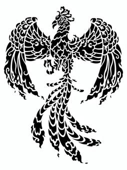朱雀シルエット 朱雀,鳳凰,不死鳥,フェニックス,四神,神獣,鳥,ファンタジー,神話,伝説のイラスト素材