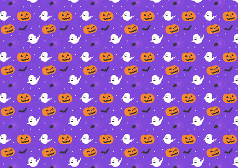 ハロウィン パターン01 紫 背景,ハロウィン,紫,パープル,パターン,シームレスパターン,カボチャ,コウモリ,オバケ,お化けのイラスト素材