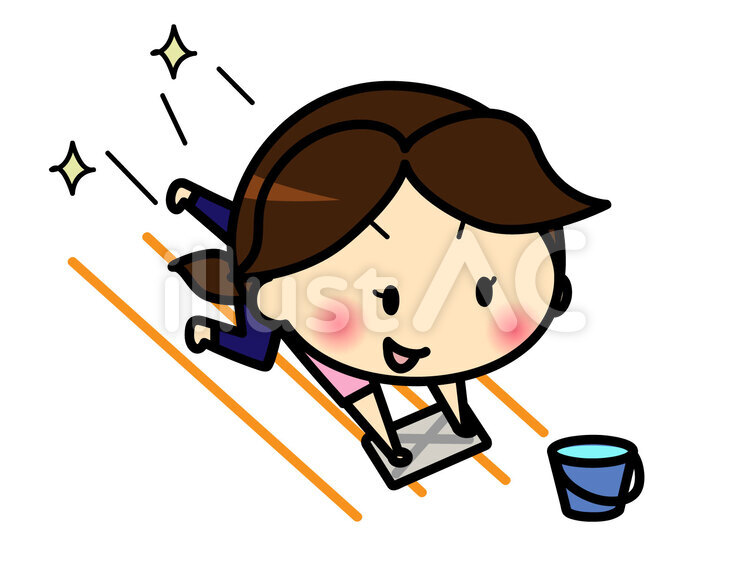 ぞうきんがけ 雑巾がけ,雑巾,拭き掃除のイラスト素材