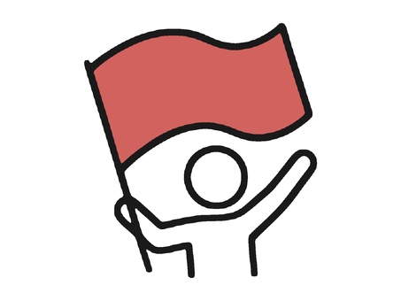 赤色の旗を振る人物 旗,フラッグ,応援,旗を振る,応援団,声援,エール,観戦,スポーツ,試合のイラスト素材