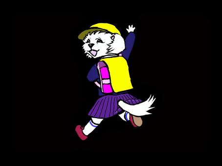 新学期 新学期,学校,登校,動物,犬,女の子,ランドセルのイラスト素材