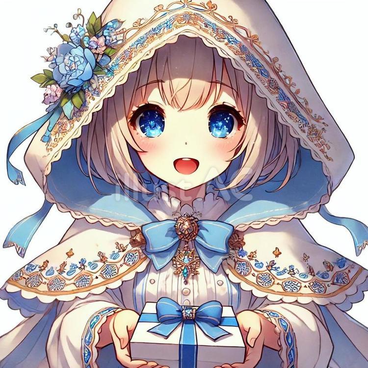 白フードの可愛らしい女の子 女の子,漫画,美しいのイラスト素材