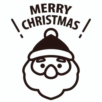 サンタクロースのクリスマスアイコン1 サンタクロース,クリスマス,メリークリスマス,アイコン,冬,白黒,黒,シンプル,シルエット,線画のイラスト素材