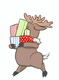 プレゼントを運ぶトナカイ トナカイ,プレゼント,クリスマス,運ぶ,準備,シンプル,ワンポイントのイラスト素材