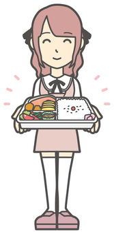  量産型女子-082-全身 弁当,地雷系,女性,女の子,ツインテール,量産型,人物,かわいい,お弁当,お弁当箱のイラスト素材
