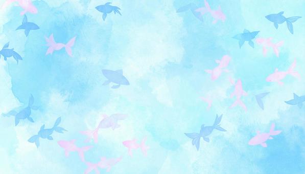 手描き水彩和風金魚背景壁紙