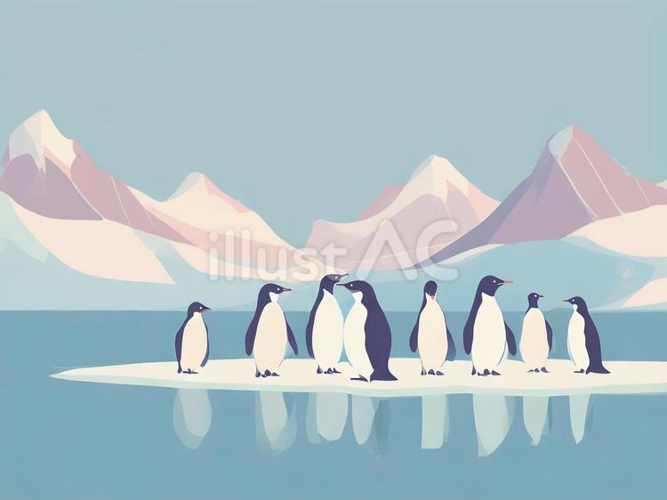 【海の生き物】ペンギン ペンギン,南極,海のイラスト素材