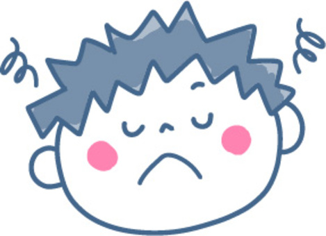 もやもやしている男の子のイラスト アイコン,子供,顔,男の子,人物,小学生,手描き,シンプル,イラスト,2色のイラスト素材