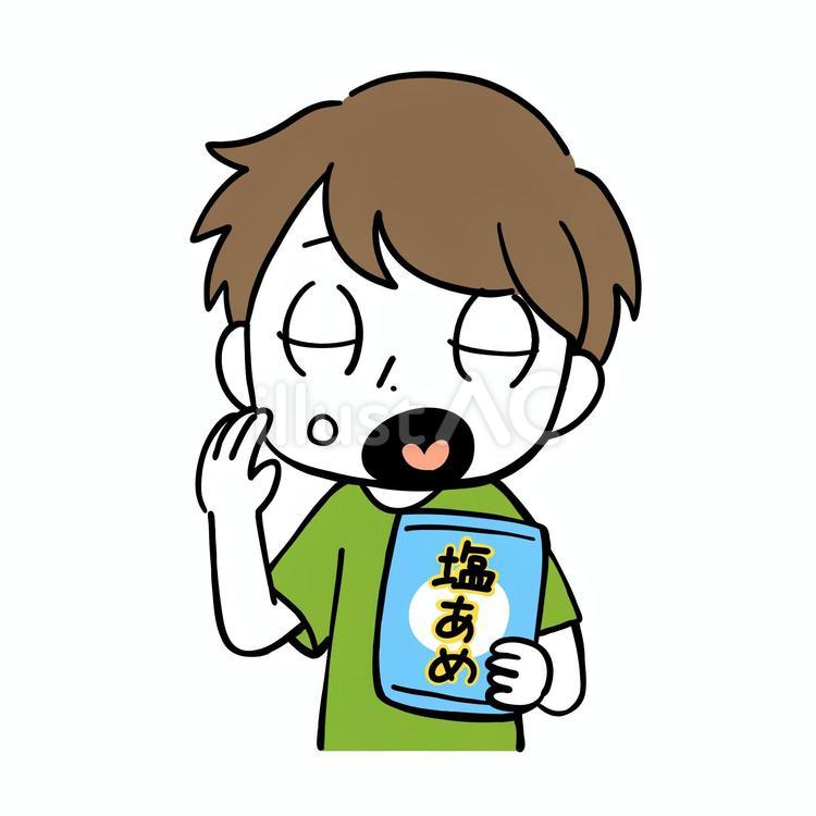 塩飴で塩分補給をしている男性 塩分補給,塩分,塩のイラスト素材