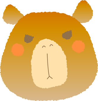 ゆるいカピバラのかわいい顔アイコン カピバラ,冬至,12月,かわいい,アイコン,顔,ゆるい,キャラクター,オレンジ,素材のイラスト素材