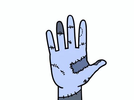 ゾンビの手 ゾンビ,右手,手,人体,広げる,手のひら,つぎはぎ,ボロボロのイラスト素材