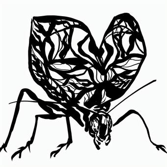 鈴虫の影絵イラスト 切り絵,影絵,モノクロ,白黒,昆虫,生き物,鈴虫のイラスト素材