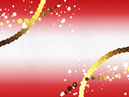 金色の丸い装飾と紅白の和風背景 金,金箔,背景,赤,白,和柄,キラキラ,和風,年賀状,フレームのイラスト素材