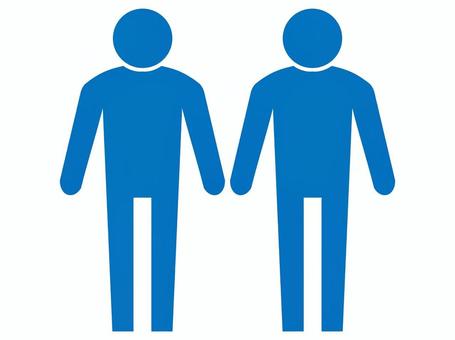 人物　二人　青 人物,人,ピクトグラム,2人,アイコン,青,シルエット,立ってる人,立つ,棒立ちのイラスト素材