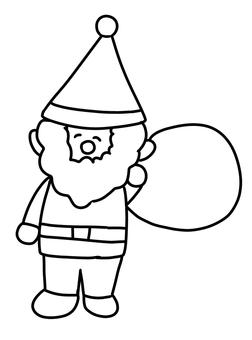 サンタクロース塗り絵 サンタクロース,かわいい,クリスマス,冬,12月,イベント,行事,手書き,塗り絵のイラスト素材