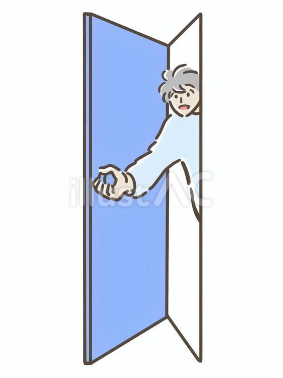 扉を開放した男性 扉,開く,開けるのイラスト素材