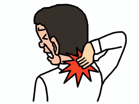 首の痛み 首の痛み 頚部痛,頚椎椎間板ヘルニア,変形性頚椎症,血流不良,炎症,ストレス,イラストのイラスト素材
