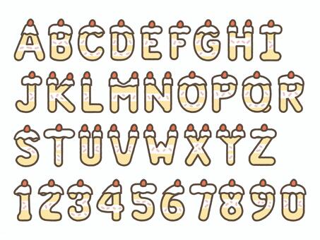 アルファベットと数字_ショートケーキ アルファベット,数字,ショートケーキ,英字,英語,大文字,文字,ナンバー,マーク,ラベルのイラスト素材