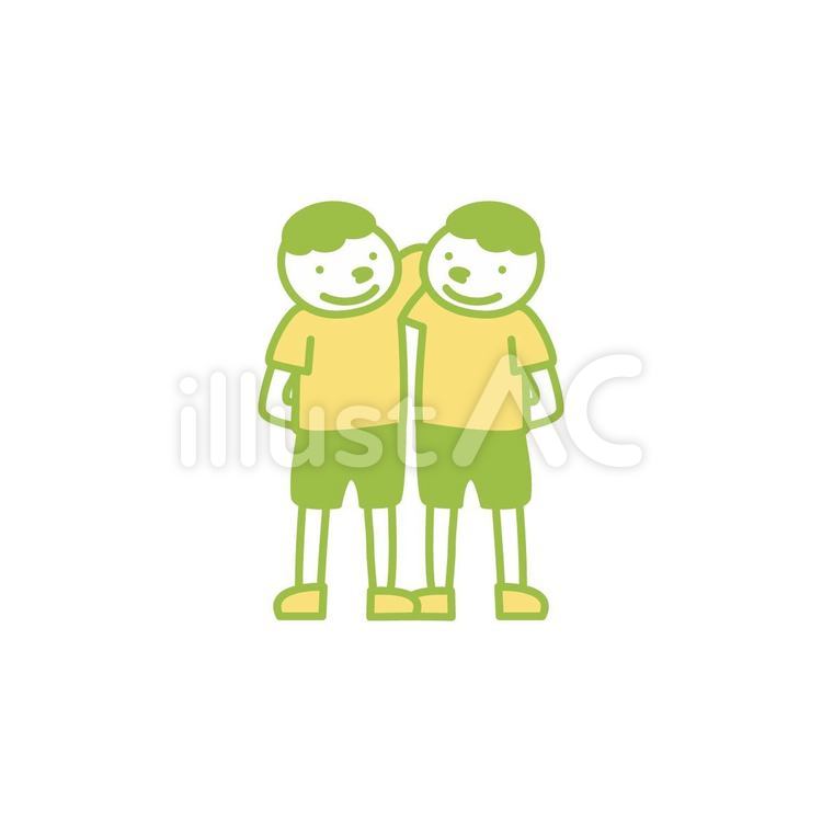 双子の男の子(カラー) 双子,そっくり,兄弟のイラスト素材