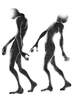 横に歩くホラーな人影① 黒透け 人物,人影,ホラー,個別,歩く,横向き,全身,黒色,大人,心霊のイラスト素材