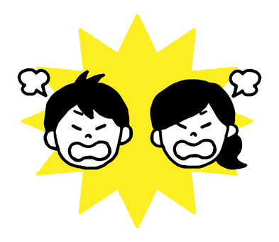 Angry man woman face (simple), , JPG and PNG