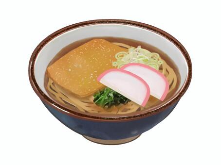 きつね蕎麦 蕎麦,そば,食べ物,和食,日本食,きつねそば,油揚げ,かまぼこ,ねぎ,単品のイラスト素材
