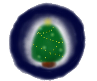 聖夜 クリスマスツリー,クリスマス,ツリー,聖夜,ほっこり,手描き,温かみ,印象的,緑,ともしびのイラスト素材