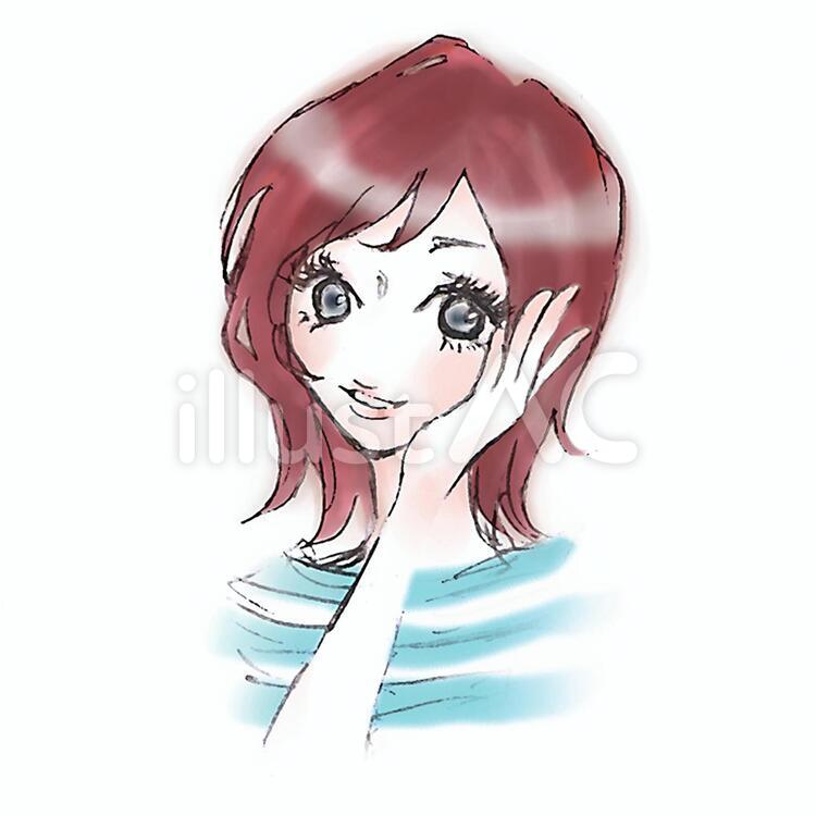 女性　微笑む　２ 女性,微笑む,笑顔のイラスト素材