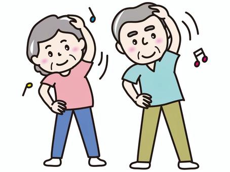 シニア(ラジオ体操） 人物,高齢者,シニア,老人,ラジオ体操のイラスト素材