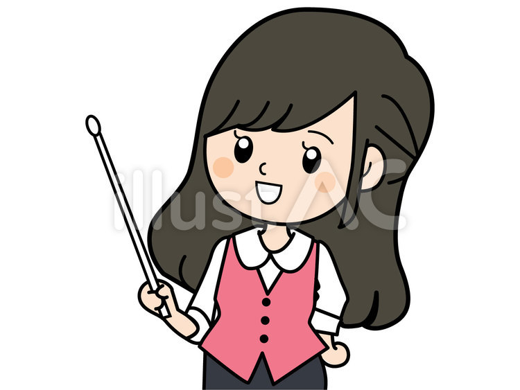 指し棒を持った制服姿の女性_上半身 社内会議,お勧め,アナウンサーのイラスト素材