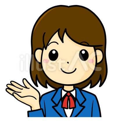 女子学生 案内 右手 笑顔