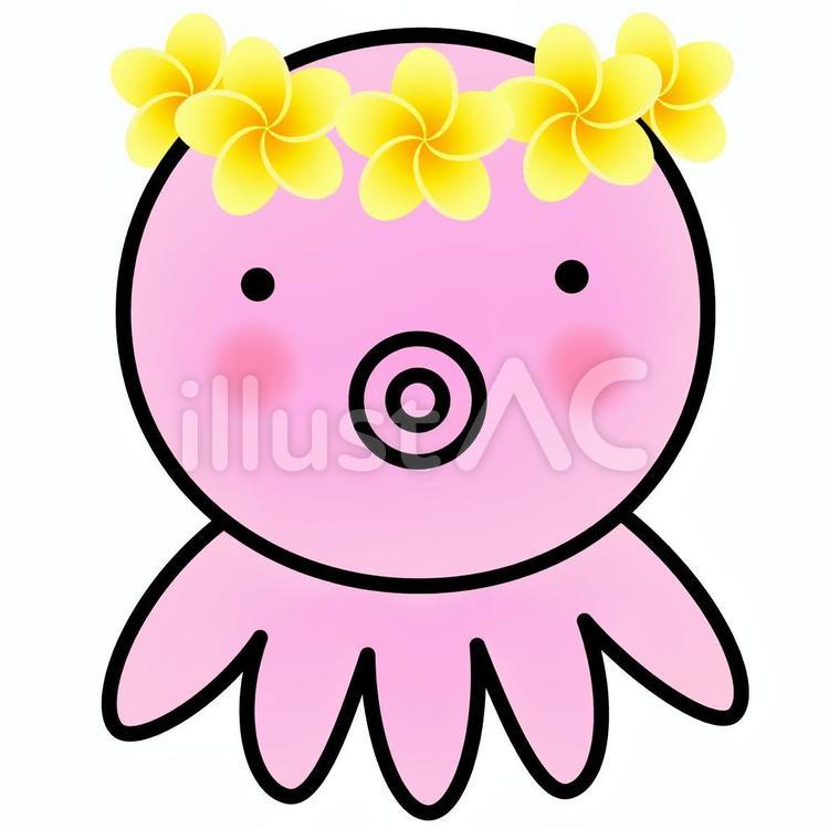 花冠のタコA（イエロー・普通の顔） 蛸,タコ,たこのイラスト素材