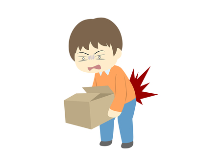 ぎっくり腰（男性風） 腰痛,体調不良,筋肉痛,ぎっくり腰,腰,背中,痛い,痛み,辛い,関節痛のイラスト素材