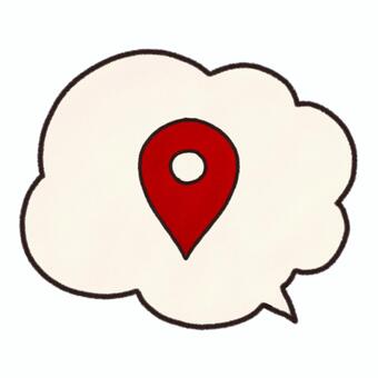 目的地マークの吹き出しのイラスト 目的地マーク,吹き出し,気持ち,手描き,記号のイラスト素材