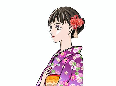 Illustration, female, kimono, beautiful woman, 