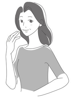 人物_ 女性笑顔 人物,女性,主婦,40代,50代,笑顔,モノクロのイラスト素材