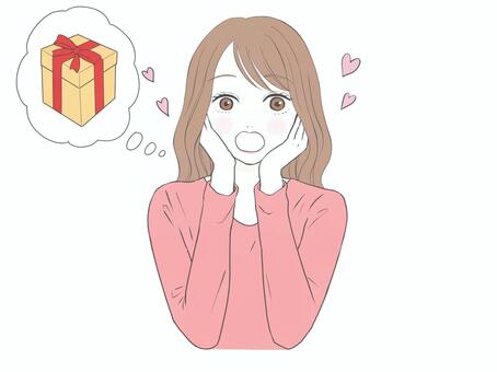 プレゼントを喜ぶ女性 プレゼント,クリスマスプレゼント,サプライズ,リアクション,贈り物,女性,喜ぶ,感動,笑顔,美人のイラスト素材