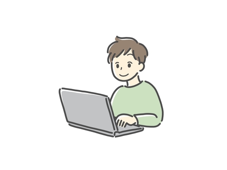Illustration, ordinateur personnel, surfer sur le net, programmation, 