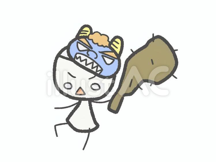 節分の鬼役のシンプルで可愛い棒人間 棒人間,人間,鬼のイラスト素材