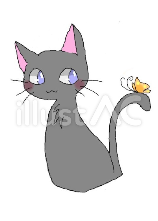 猫と蝶 動物,猫,可愛いのイラスト素材
